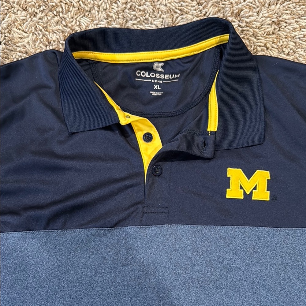Colosseum Men's Navy and Yellow Polo Shirt